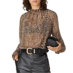 Ronny Kobo Cheetah Sheer Jett Top